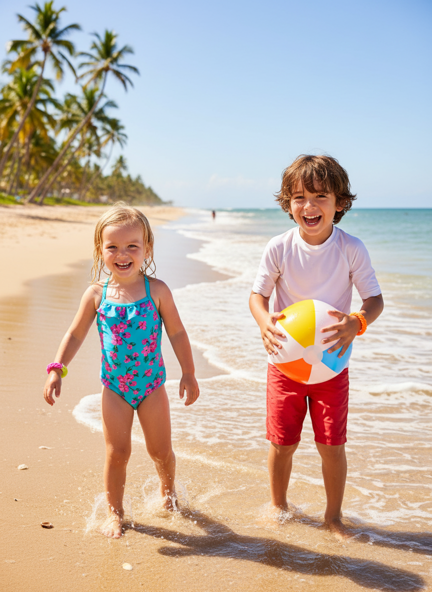 Little girl and older boy wearing Tropical Sunset Bracelet